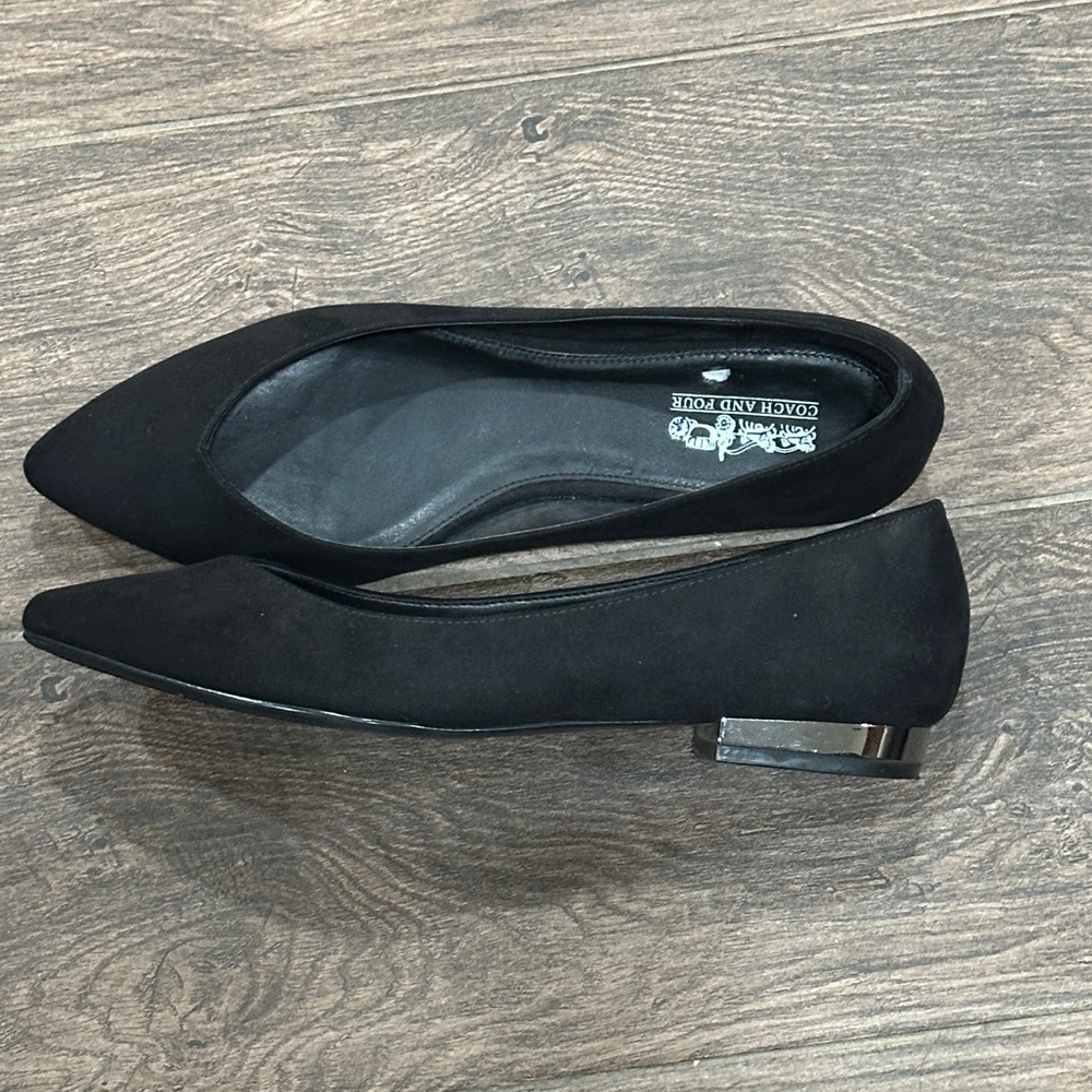 Coach and Four Black Flats with Silver Accent
